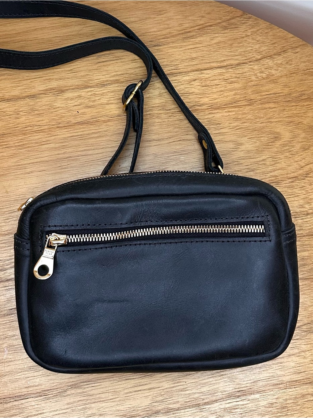 Black Parker Clay Desta Leather Bag with two straps: Crossbody & Belt